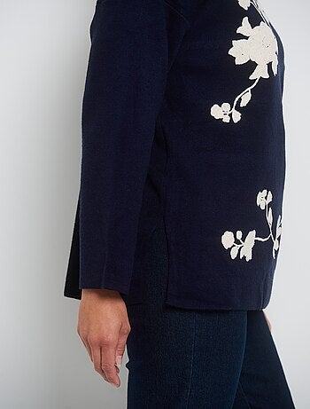 Pull col rond avec motif floral appliqué