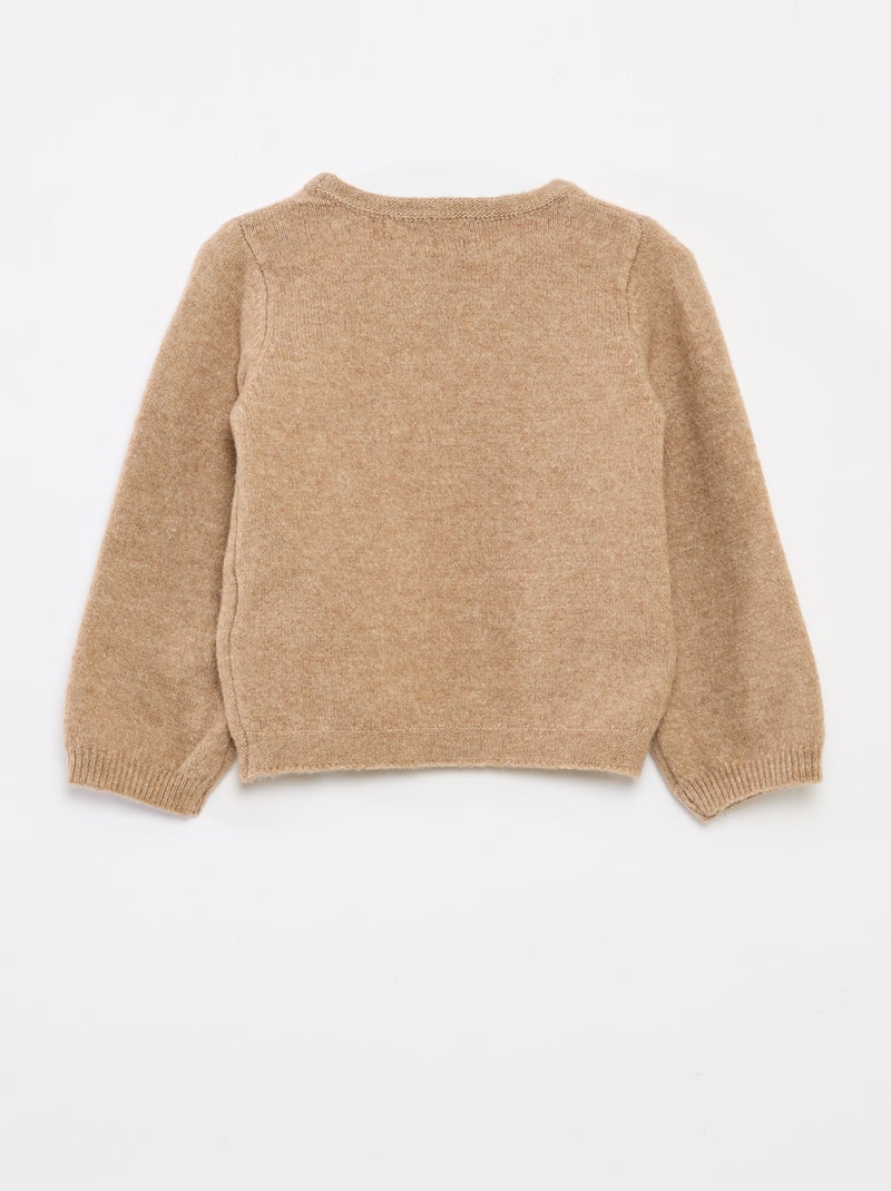 Pull col rond avec nœuds uni Beige - Kiabi