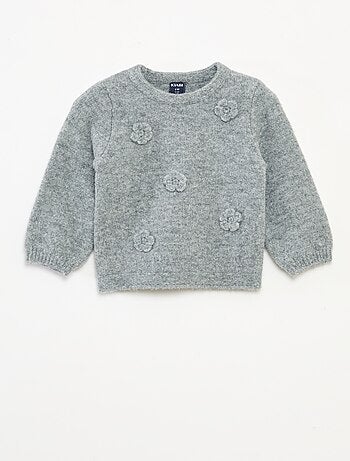 Pull col rond avec patch fleurs