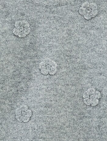 Pull col rond avec patch fleurs