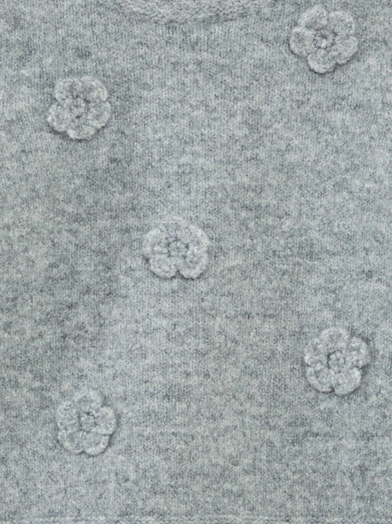 Pull col rond avec patch fleurs Gris - Kiabi