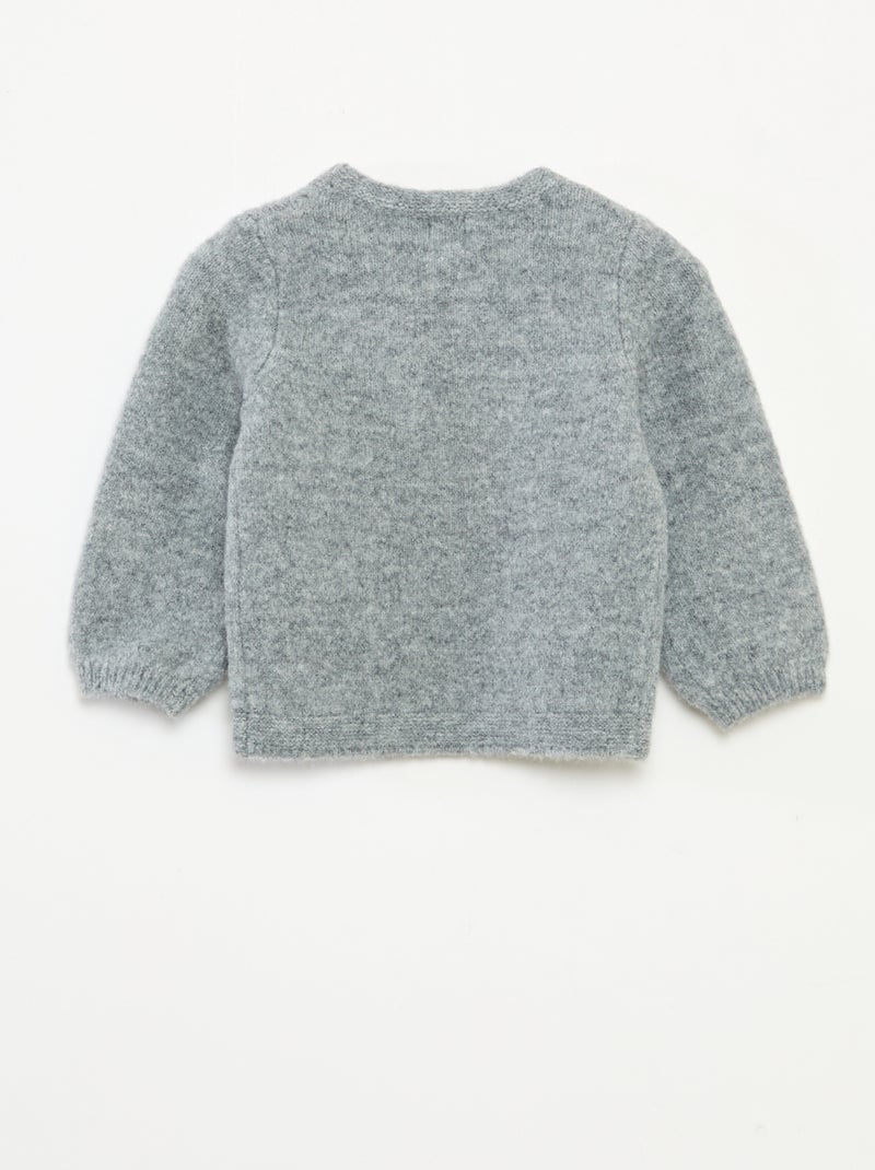 Pull col rond avec patch fleurs Gris - Kiabi