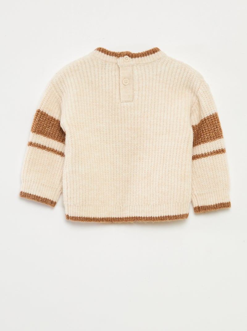 Pull col rond bicolore Blanc - Kiabi