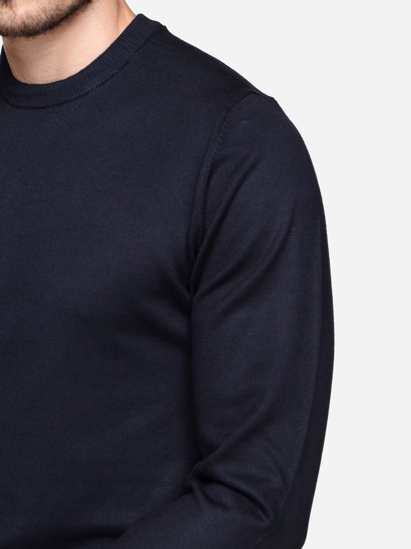 Pull col rond Bleu foncé - Kiabi