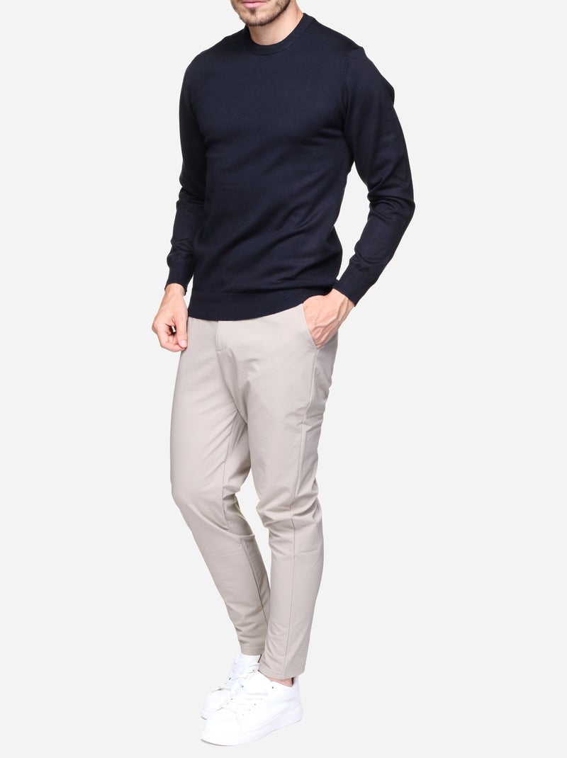 Pull col rond Bleu foncé - Kiabi