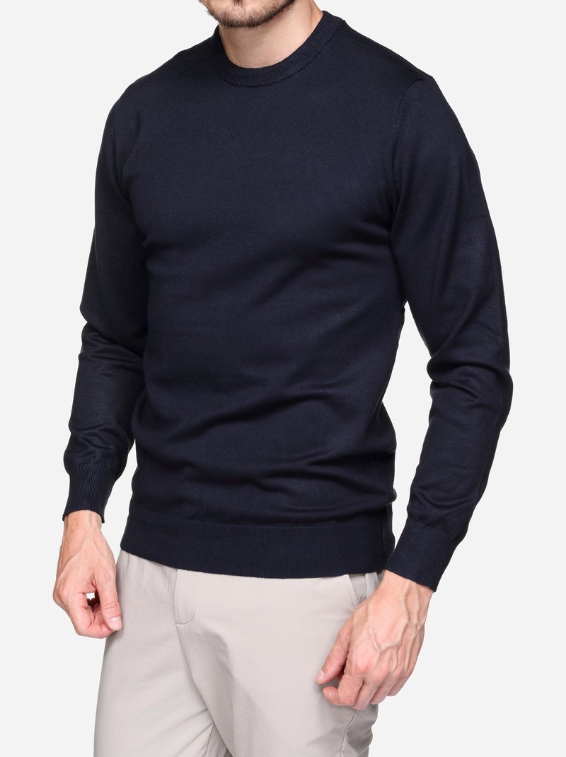 Pull col rond Bleu foncé - Kiabi