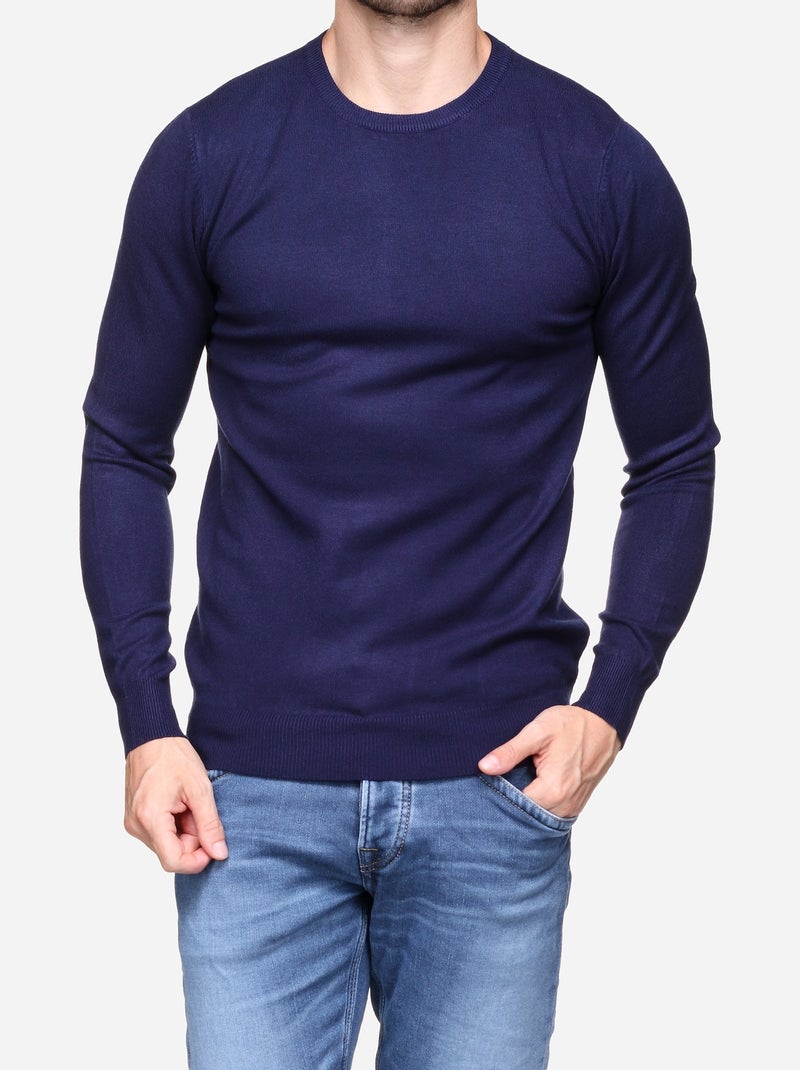 Pull col rond Bleu - Kiabi