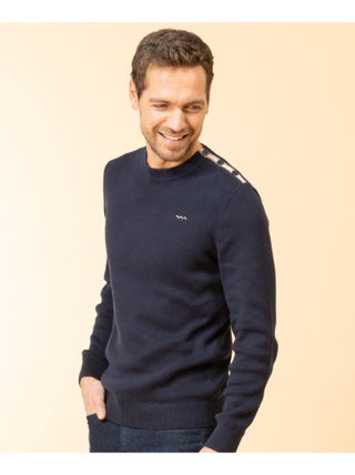 Pull col rond bleu marine Homme - Terre de Marins