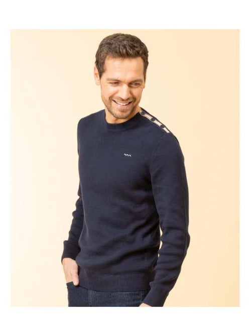 Pull col rond bleu marine Homme - Kiabi