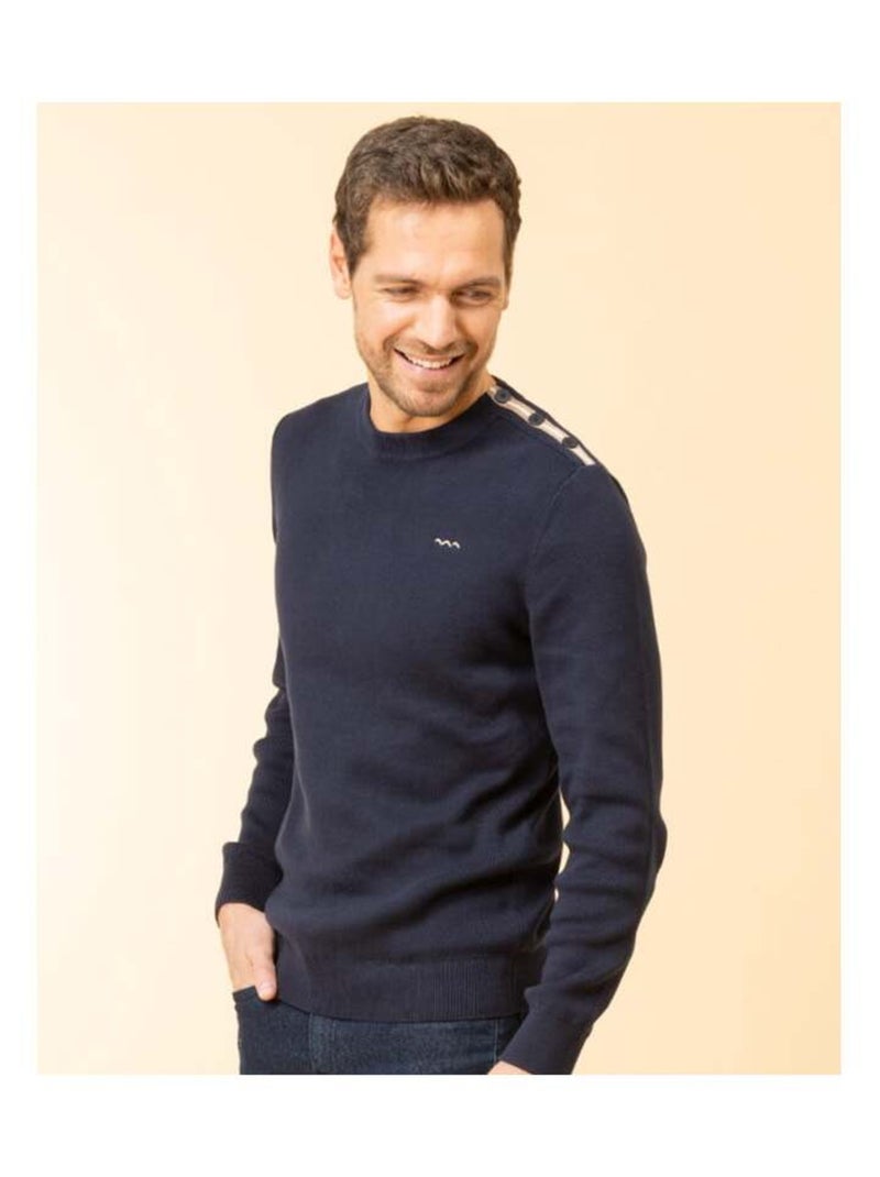 Pull col rond bleu marine Homme Bleu marine - Kiabi