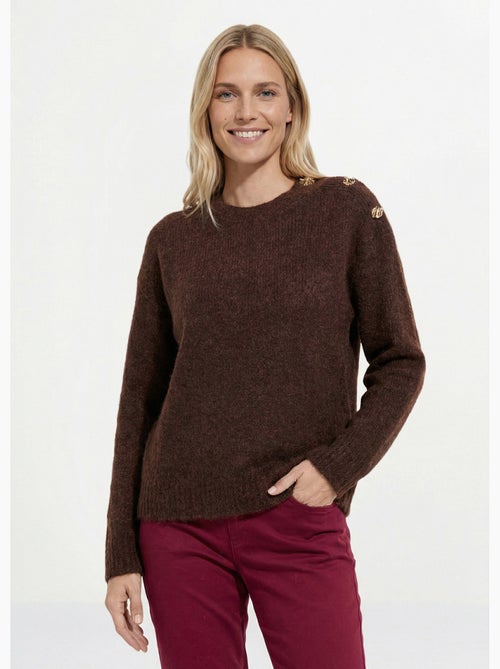 Pull col rond, boutons bijou en métal - afibel - Kiabi