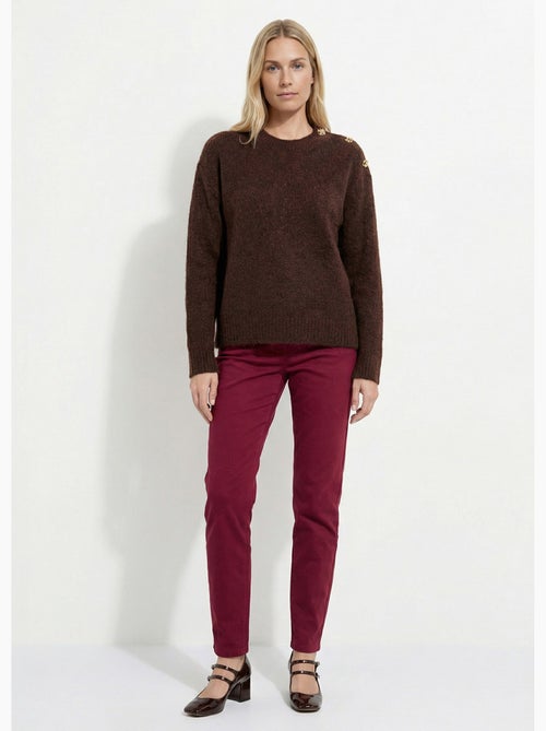 Pull col rond, boutons bijou en métal - afibel - Kiabi