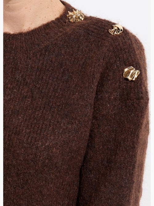 Pull col rond, boutons bijou en métal - afibel - Kiabi