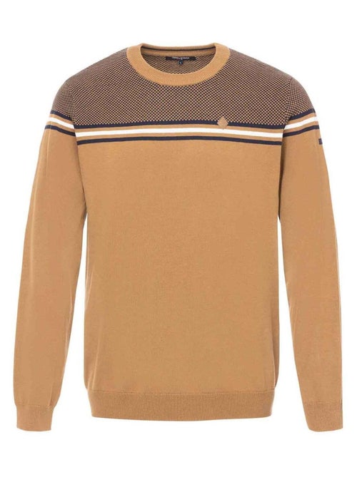 Pull col rond camel Homme - Terre de Marins - Kiabi