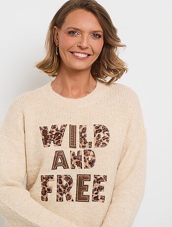 Pull col rond chaud message fantaisie