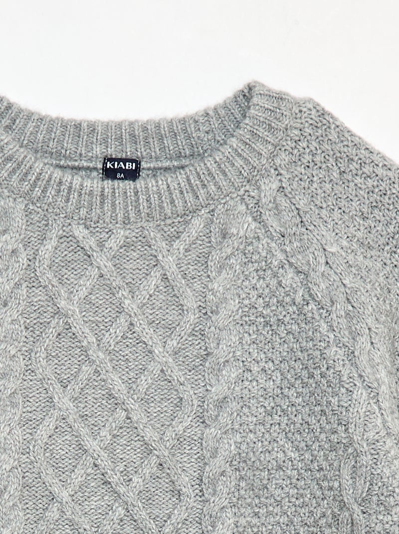 Pull col rond chaud uni Gris - Kiabi