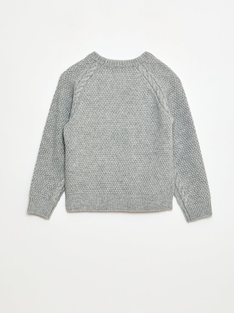 Pull col rond chaud uni Gris - Kiabi