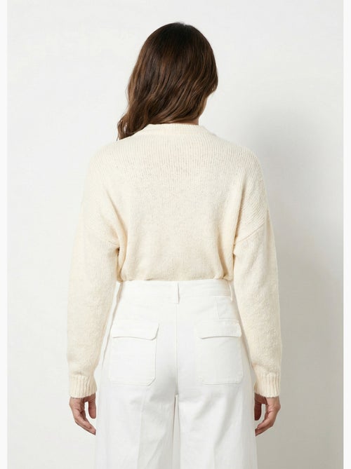 Pull col rond coeurs rayés avec laine - AFIBEL - Kiabi