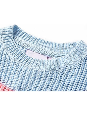 Pull col rond coton 100% à chevrons - vidaxl