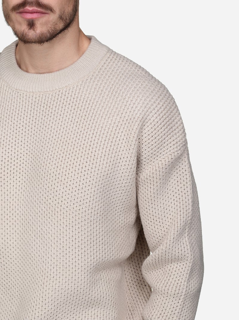 Pull col rond Crème - Kiabi