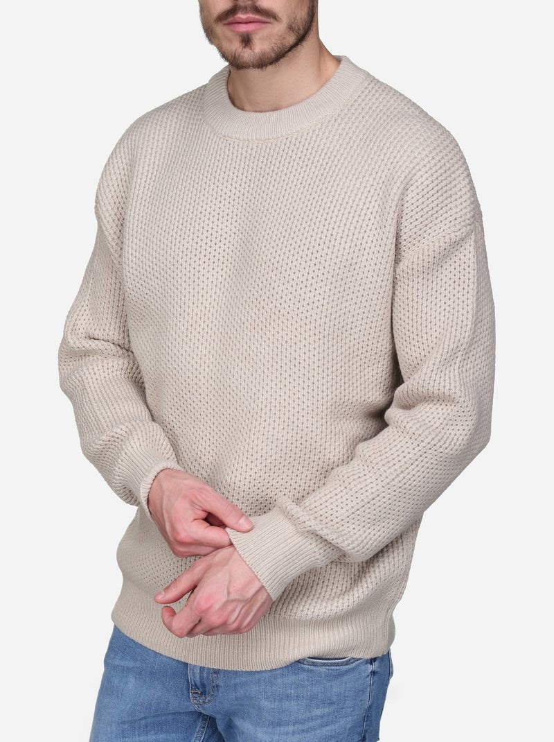 Pull col rond Crème - Kiabi