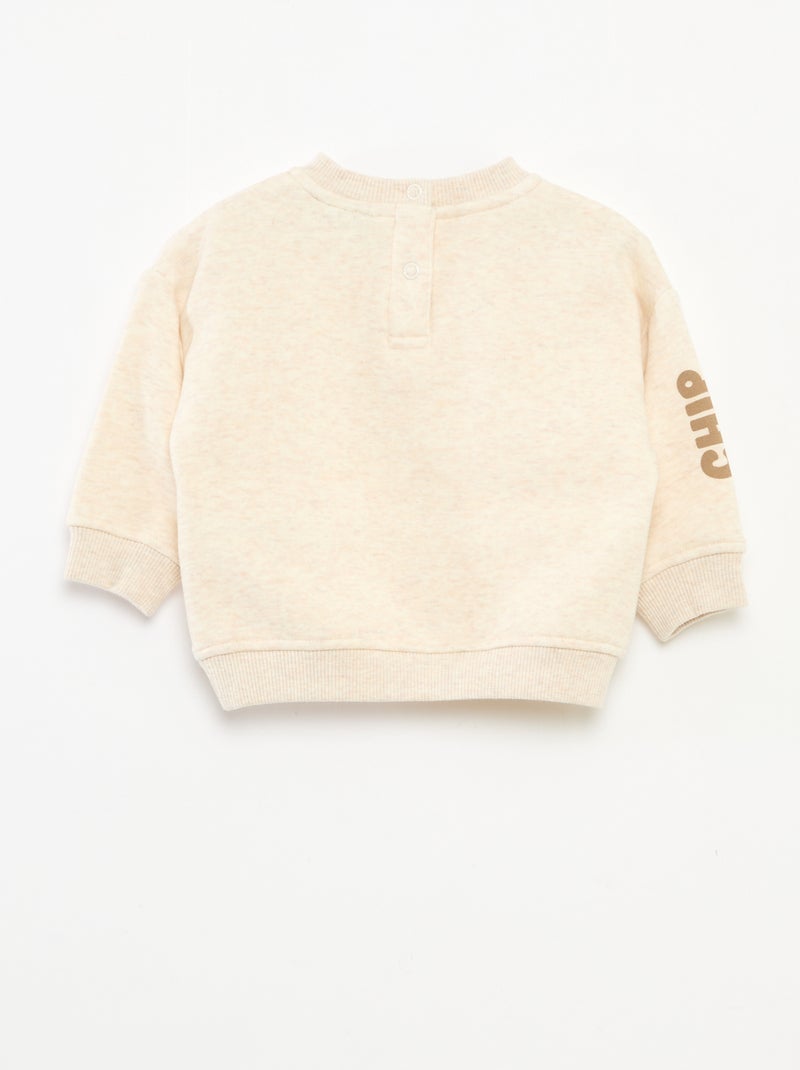 Pull col rond 'Disney' 'Tic&tac' uni Beige - Kiabi
