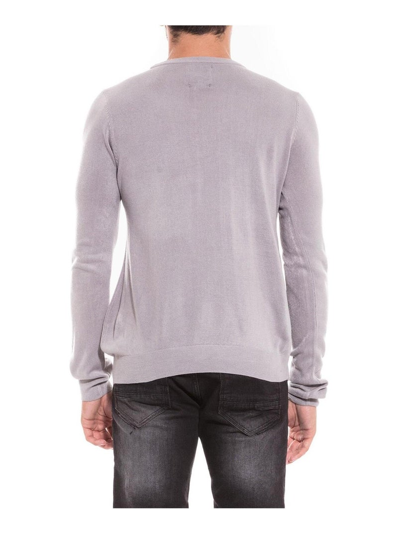 Pull col rond effet cachemire LANNIS Gris clair - Kiabi