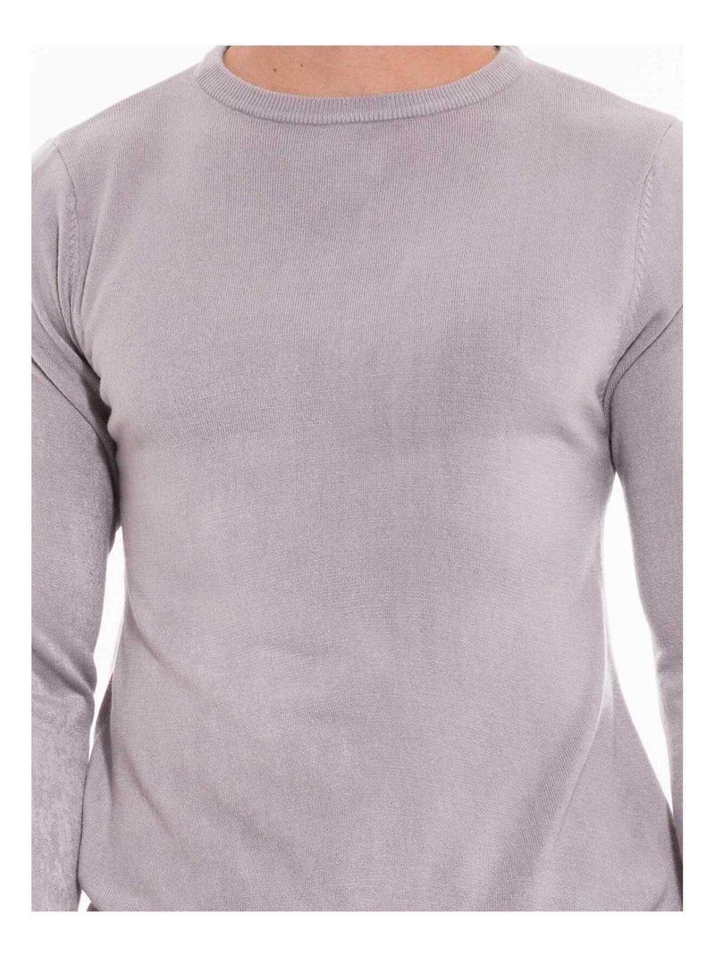 Pull col rond effet cachemire LANNIS Gris clair - Kiabi