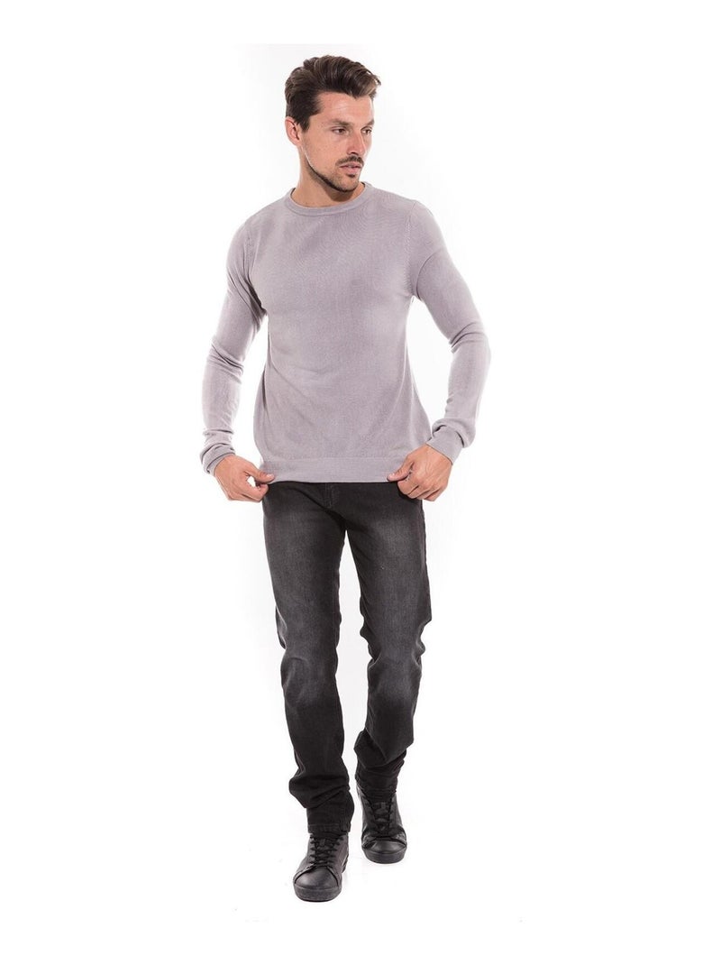 Pull col rond effet cachemire LANNIS Gris clair - Kiabi