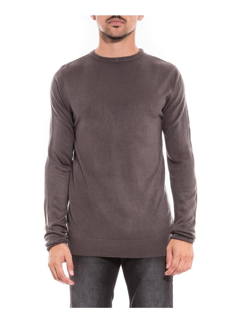 Pull col rond effet cachemire LANNIS Gris foncé - Kiabi