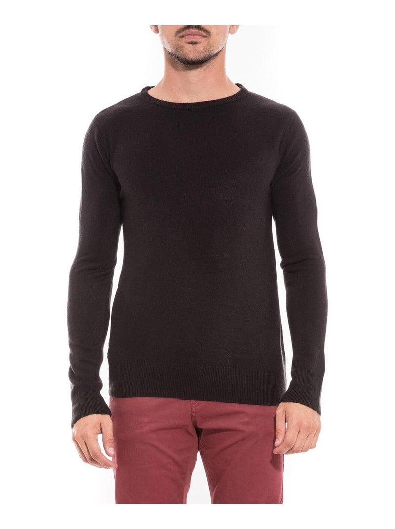 Pull col rond effet cachemire LANNIS Noir - Kiabi