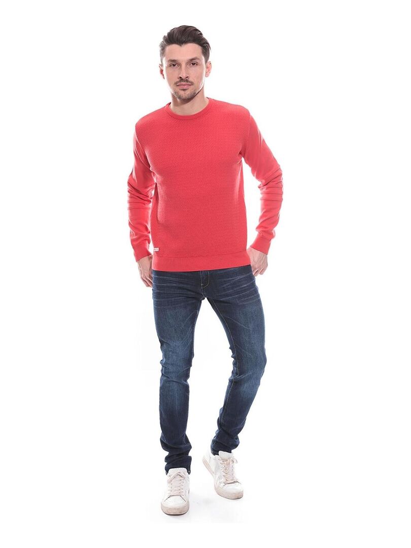 Pull col rond en coton ALEX - Rouge - Kiabi - 49.90€