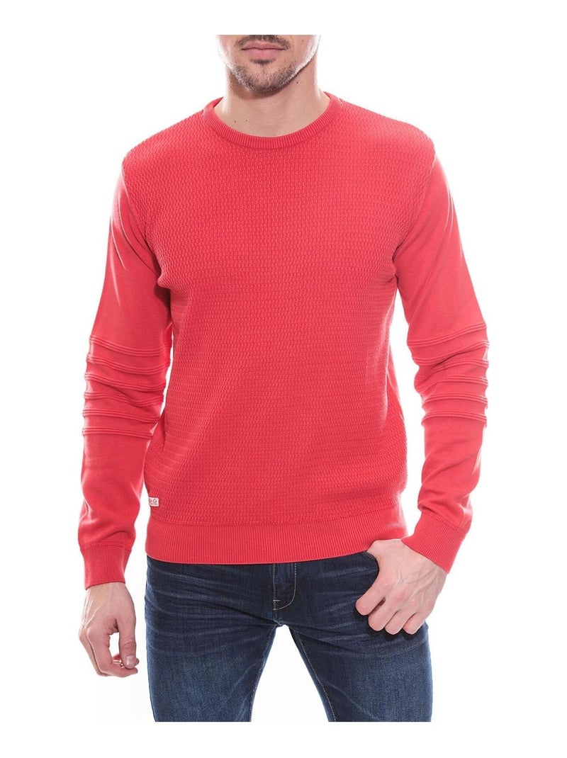 Pull col rond en coton ALEX Rouge - Kiabi
