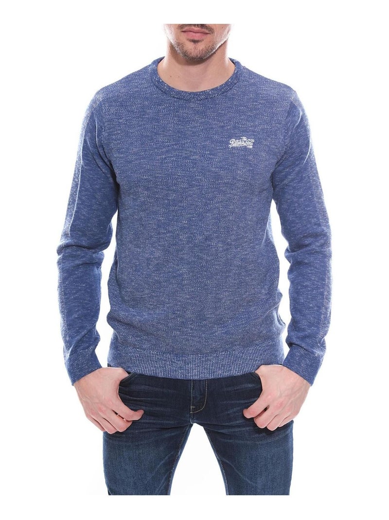 Pull col rond en coton ARTURO Bleu - Kiabi