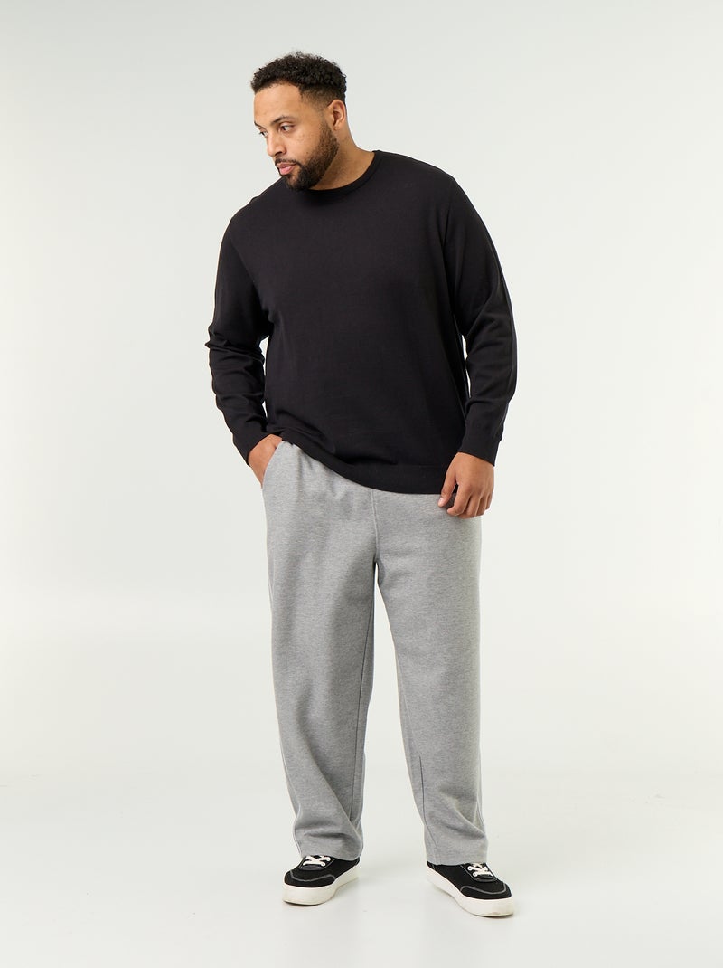 Pull col rond en fine jauge Noir - Kiabi