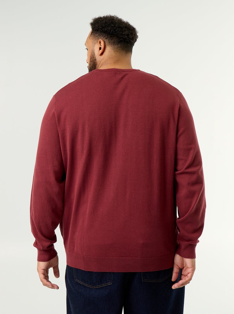 Pull col rond en fine jauge Rouge - Kiabi
