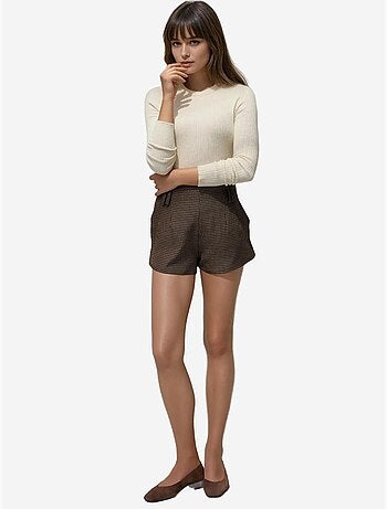 Pull col rond en maille ajustée