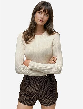 Pull col rond en maille ajustée