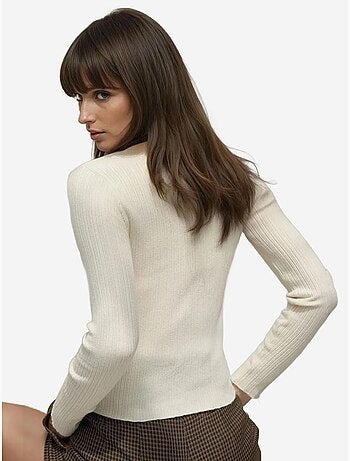 Pull col rond en maille ajustée