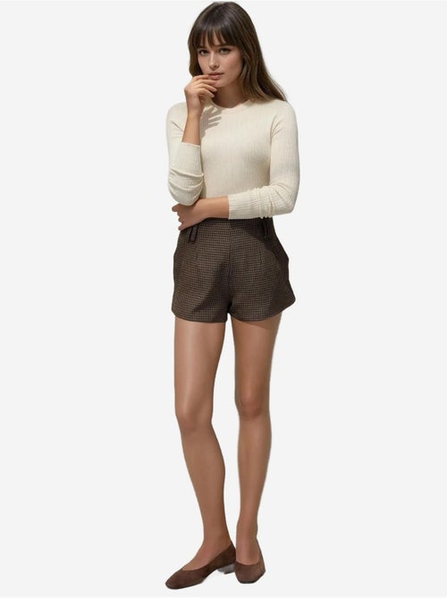 Pull col rond en maille ajustée - Kiabi