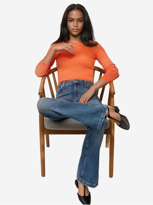 Pull col rond en maille ajustée - Kiabi