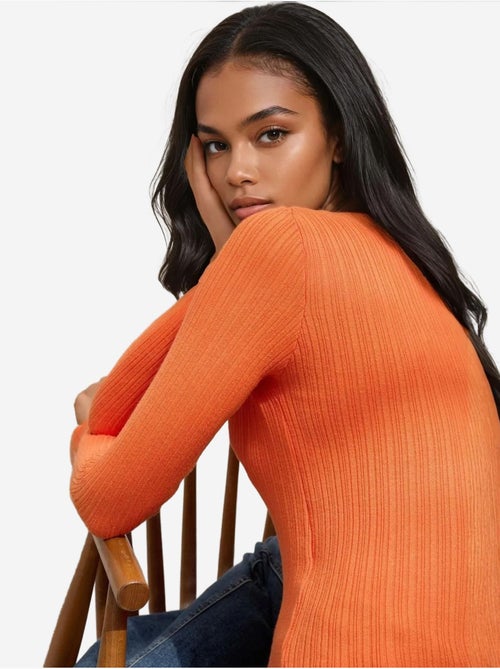 Pull col rond en maille ajustée - Kiabi