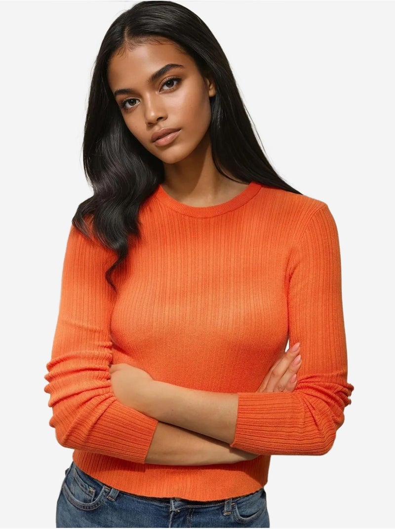 Pull col rond en maille ajustée gris anthracite - Kiabi