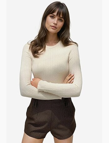 Pull col rond en maille ajustée hiccup