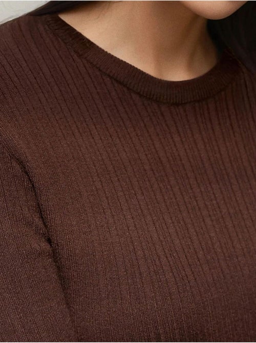 Pull col rond en maille ajustée - Kiabi