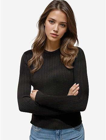 Pull col rond en maille ajustée