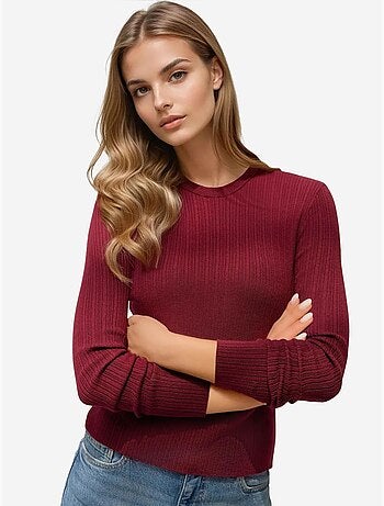Pull col rond en maille ajustée