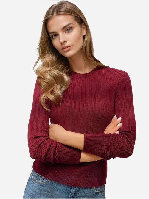 Pull col rond en maille ajustée - Kiabi