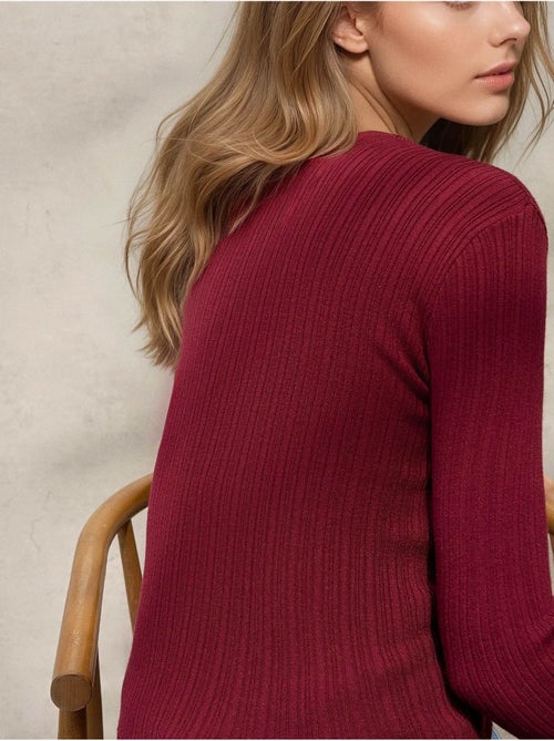 Pull col rond en maille ajustée - Kiabi