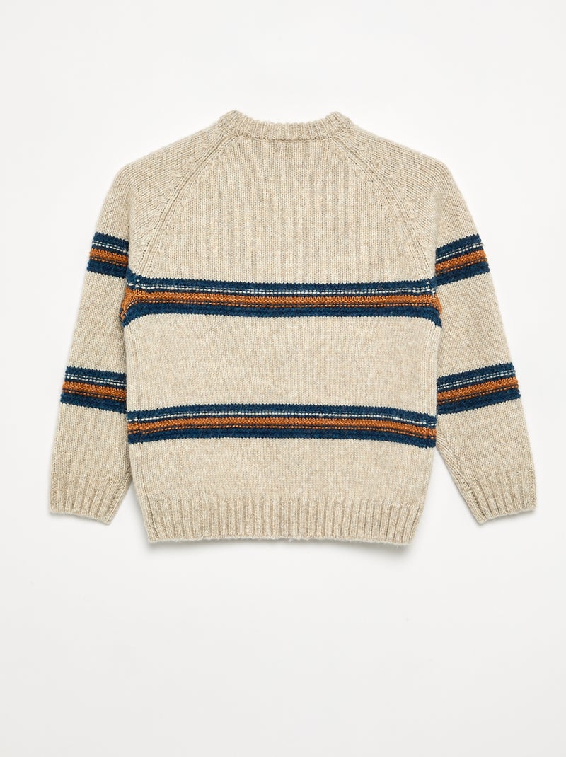 Pull col rond en maille Beige - Kiabi